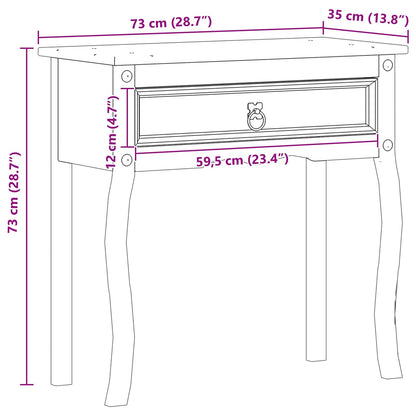 Console table with Drawer White 73 x 35 x 73 cm Solid Pine Wood