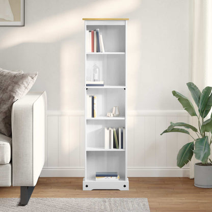 Bookcase White 46 x 20 x 170 cm Solid Pine Wood