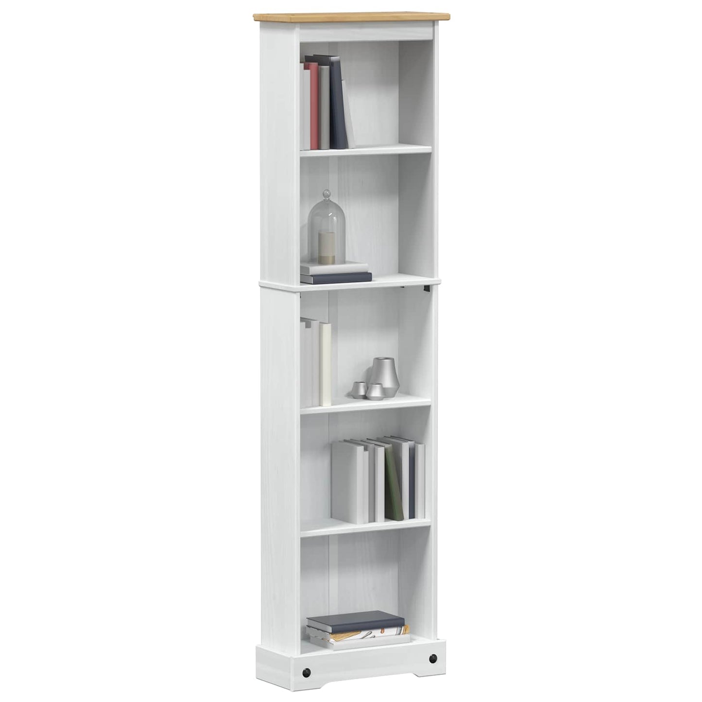 Bookcase White 46 x 20 x 170 cm Solid Pine Wood