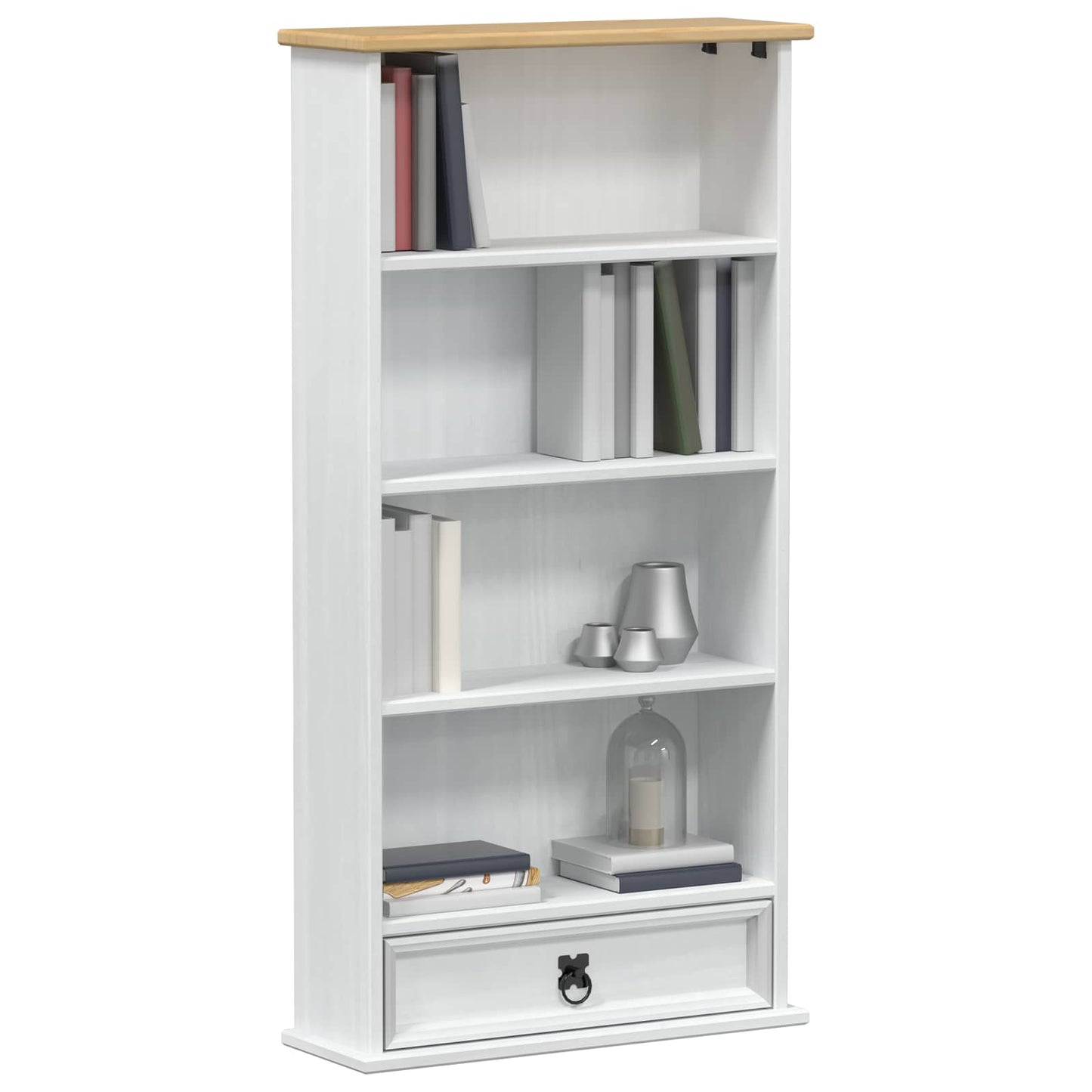 CD cabinet White 52 x 17.5 x 103 cm Solid Pine Wood