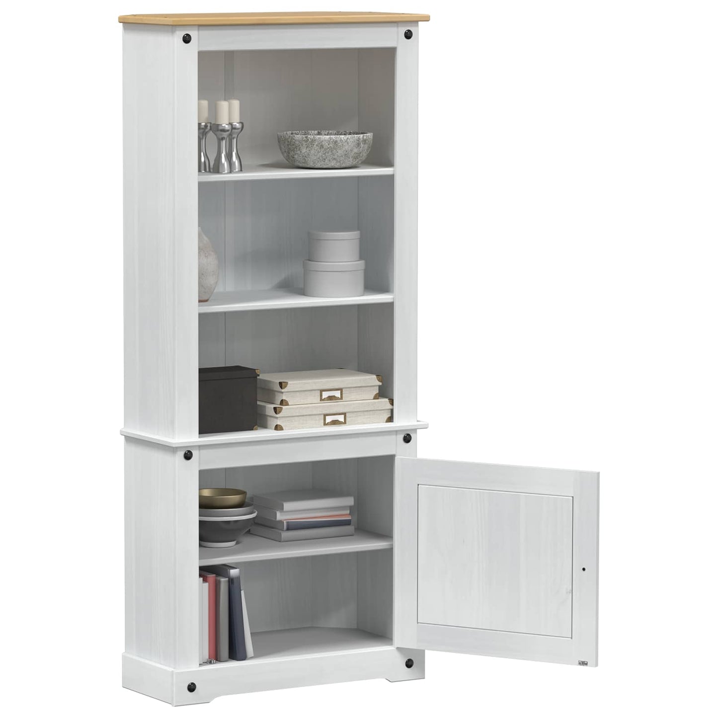 Highboard White 74 x 38 x 170 cm Solid Pine Wood