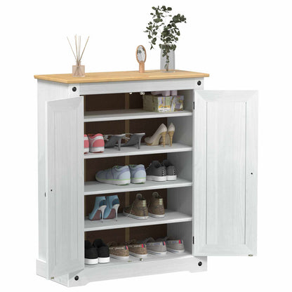Shoe Cabinet with Door White 86 x 38.5 x 108 cm Solid Pine Wood