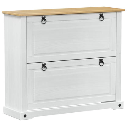 Shoe Cabinet Corona White 99 x 32 x 85 cm Solid Pine Wood