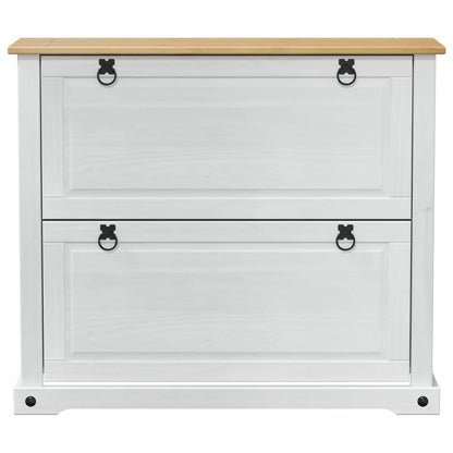 Shoe Cabinet Corona White 99 x 32 x 85 cm Solid Pine Wood
