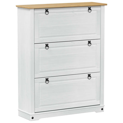 Shoe Cabinet Corona White 99 x 32 x 122 cm Solid Pine Wood