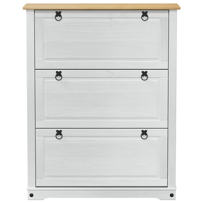 Shoe Cabinet Corona White 99 x 32 x 122 cm Solid Pine Wood