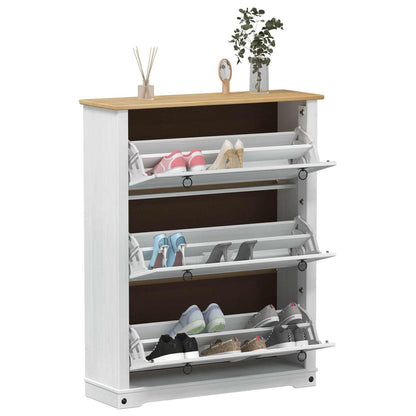 Shoe Cabinet Corona White 99 x 32 x 122 cm Solid Pine Wood