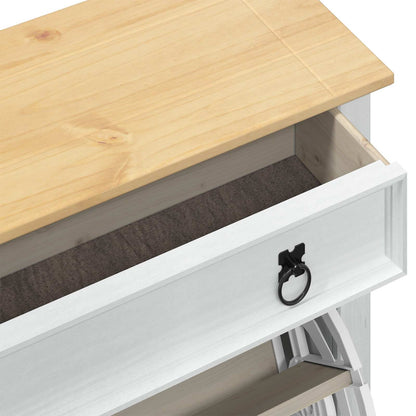 Shoe Cabinet Corona White 99 x 32 x 138 cm Solid Pine Wood