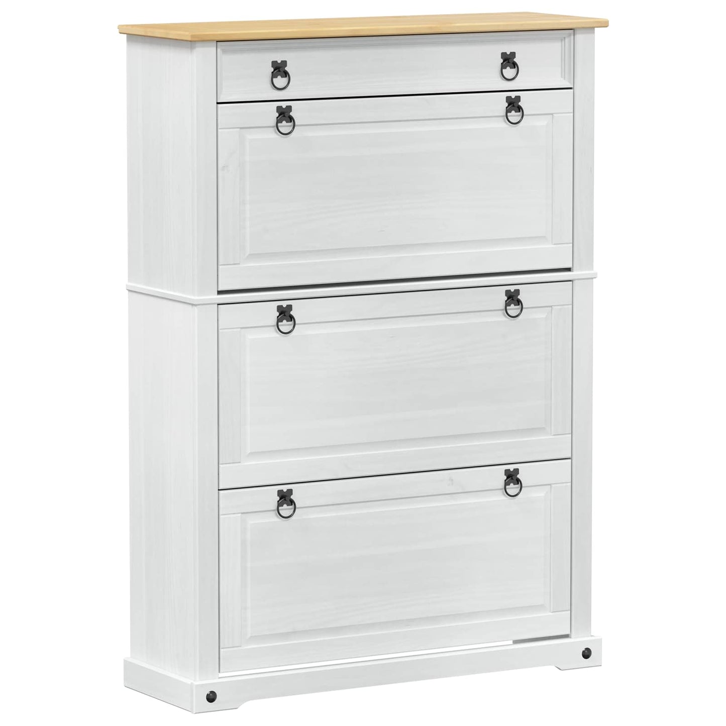 Shoe Cabinet Corona White 99 x 32 x 138 cm Solid Pine Wood