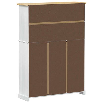 Shoe Cabinet Corona White 99 x 32 x 138 cm Solid Pine Wood