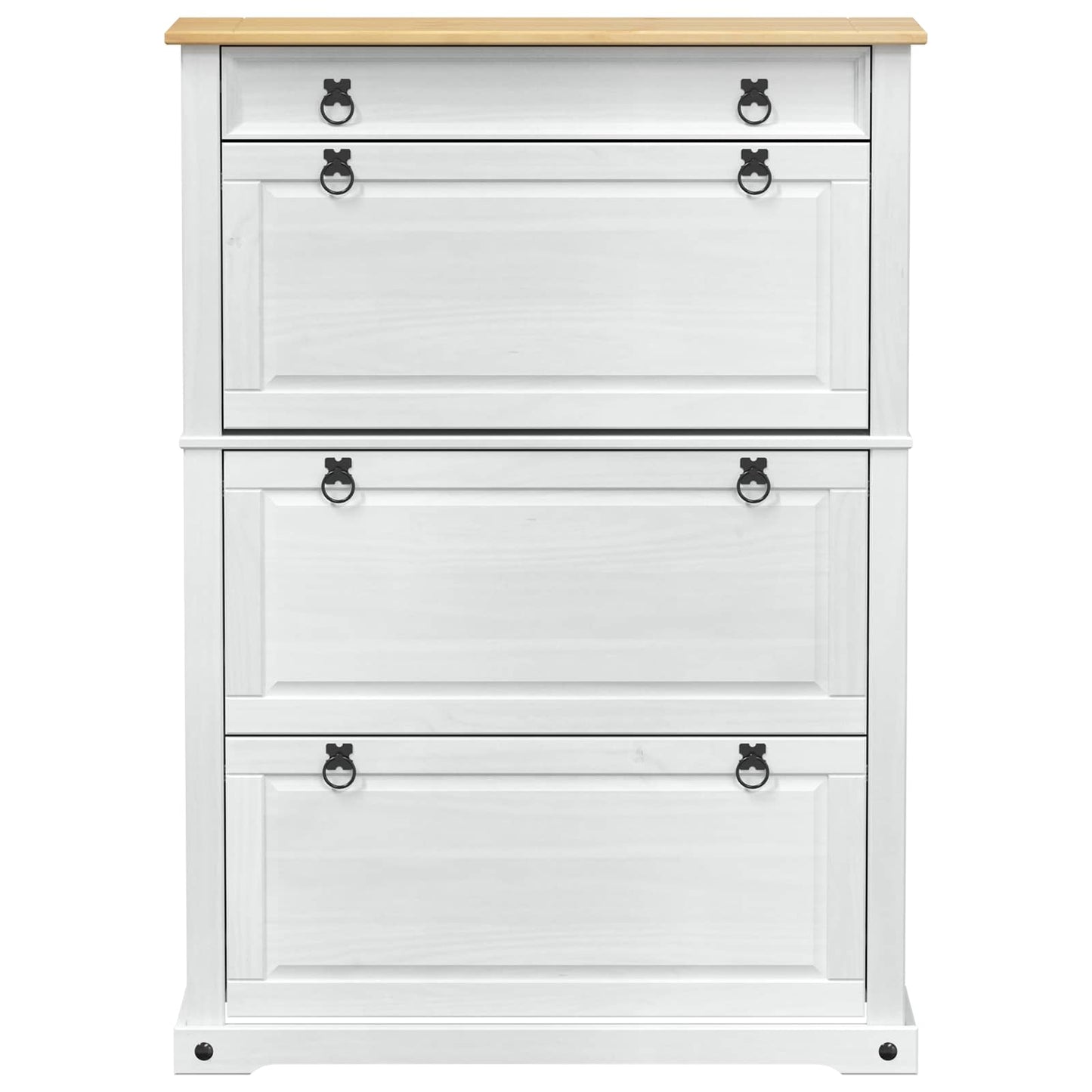Shoe Cabinet Corona White 99 x 32 x 138 cm Solid Pine Wood