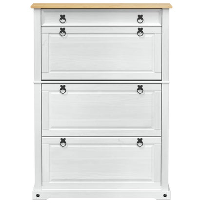 Shoe Cabinet Corona White 99 x 32 x 138 cm Solid Pine Wood