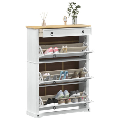 Shoe Cabinet Corona White 99 x 32 x 138 cm Solid Pine Wood