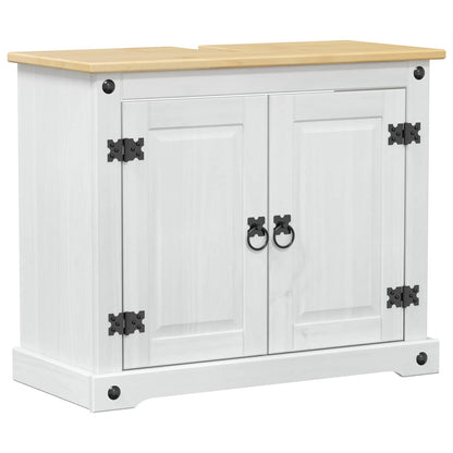 Sink cabinet with Shelf White 73 x 33 x 60 cm Solid Pine Wood