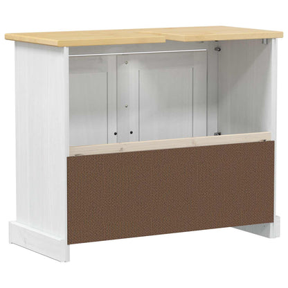Sink cabinet with Shelf White 73 x 33 x 60 cm Solid Pine Wood