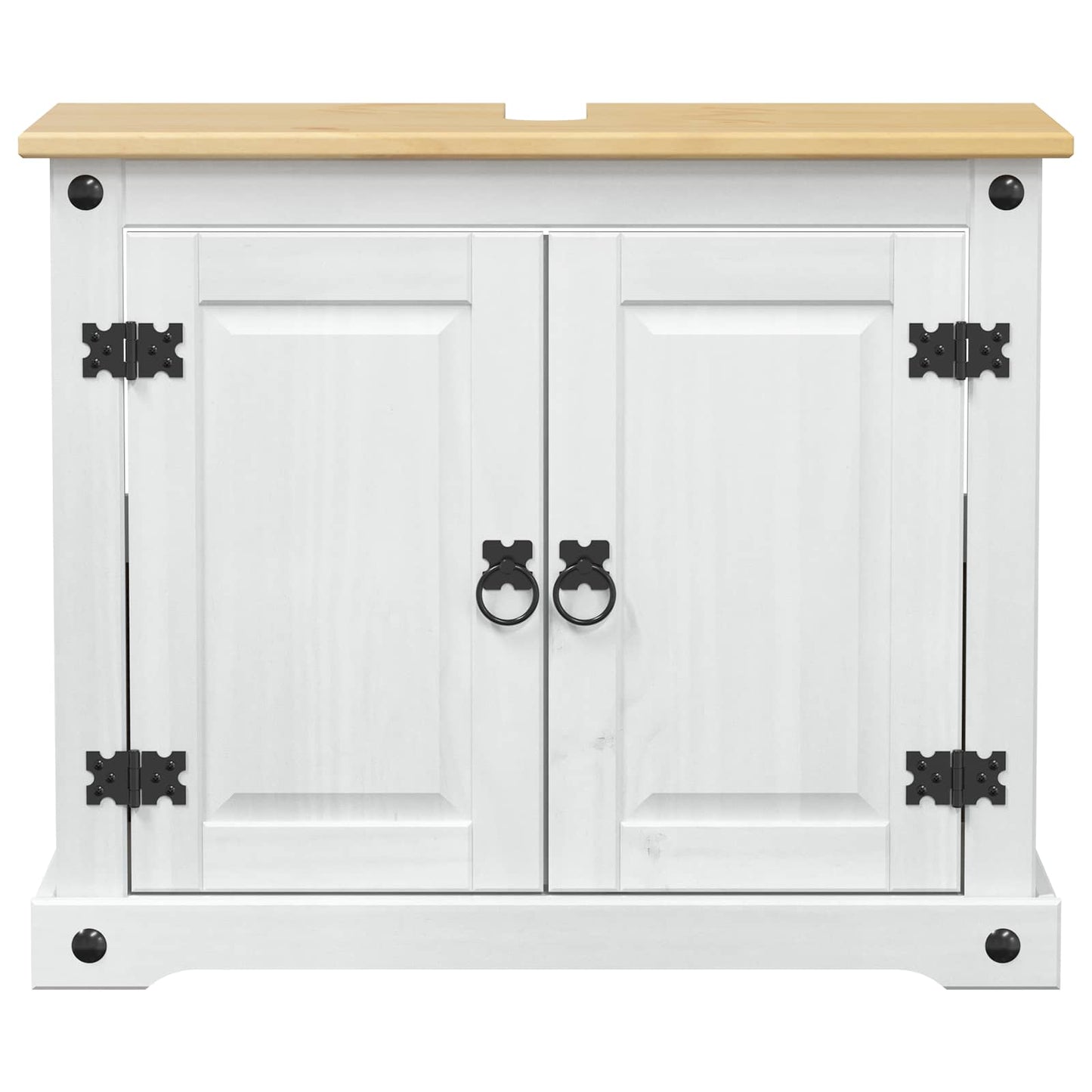 Sink cabinet with Shelf White 73 x 33 x 60 cm Solid Pine Wood