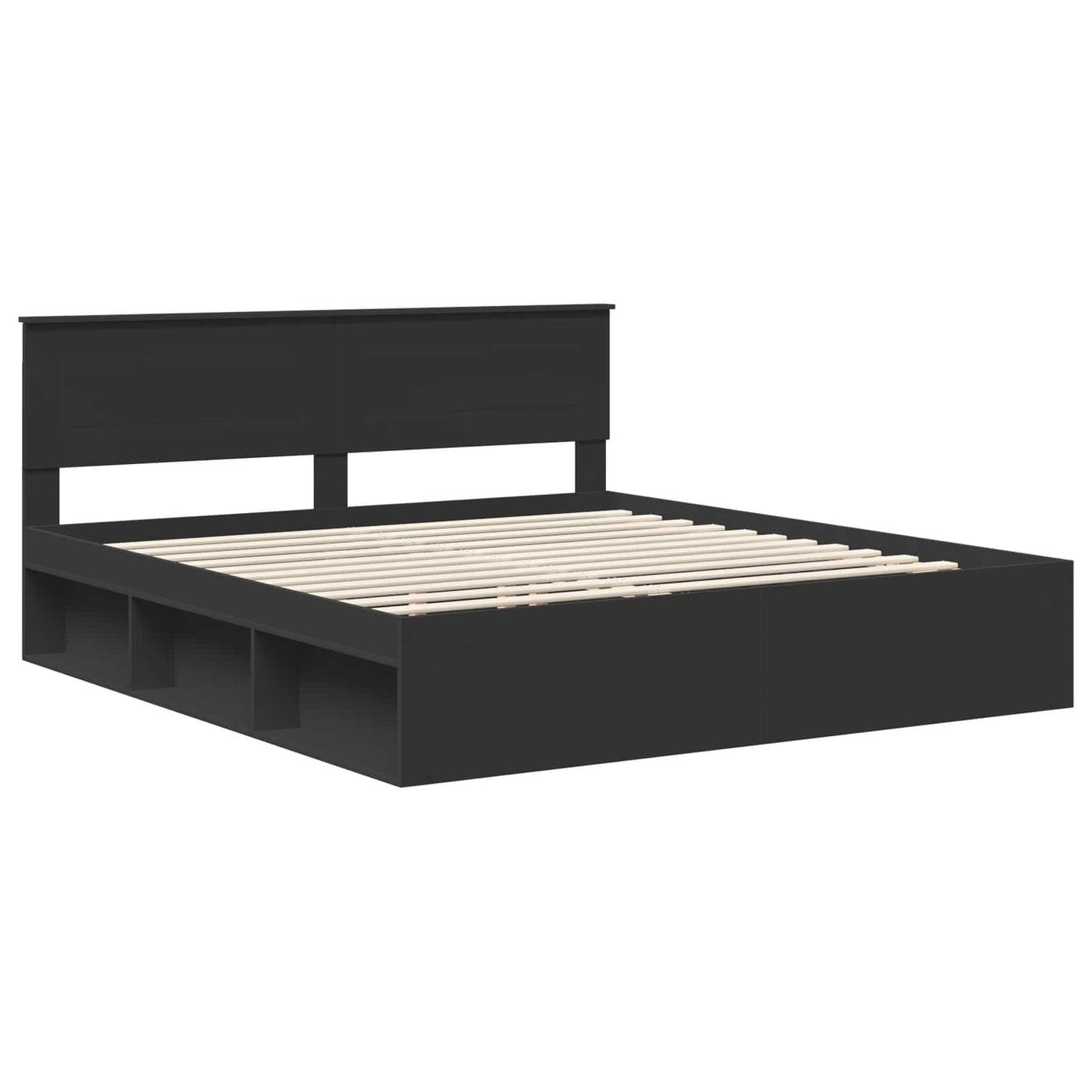 Bed Frame with Headboard Black 200 x 200 cm Engineered wood