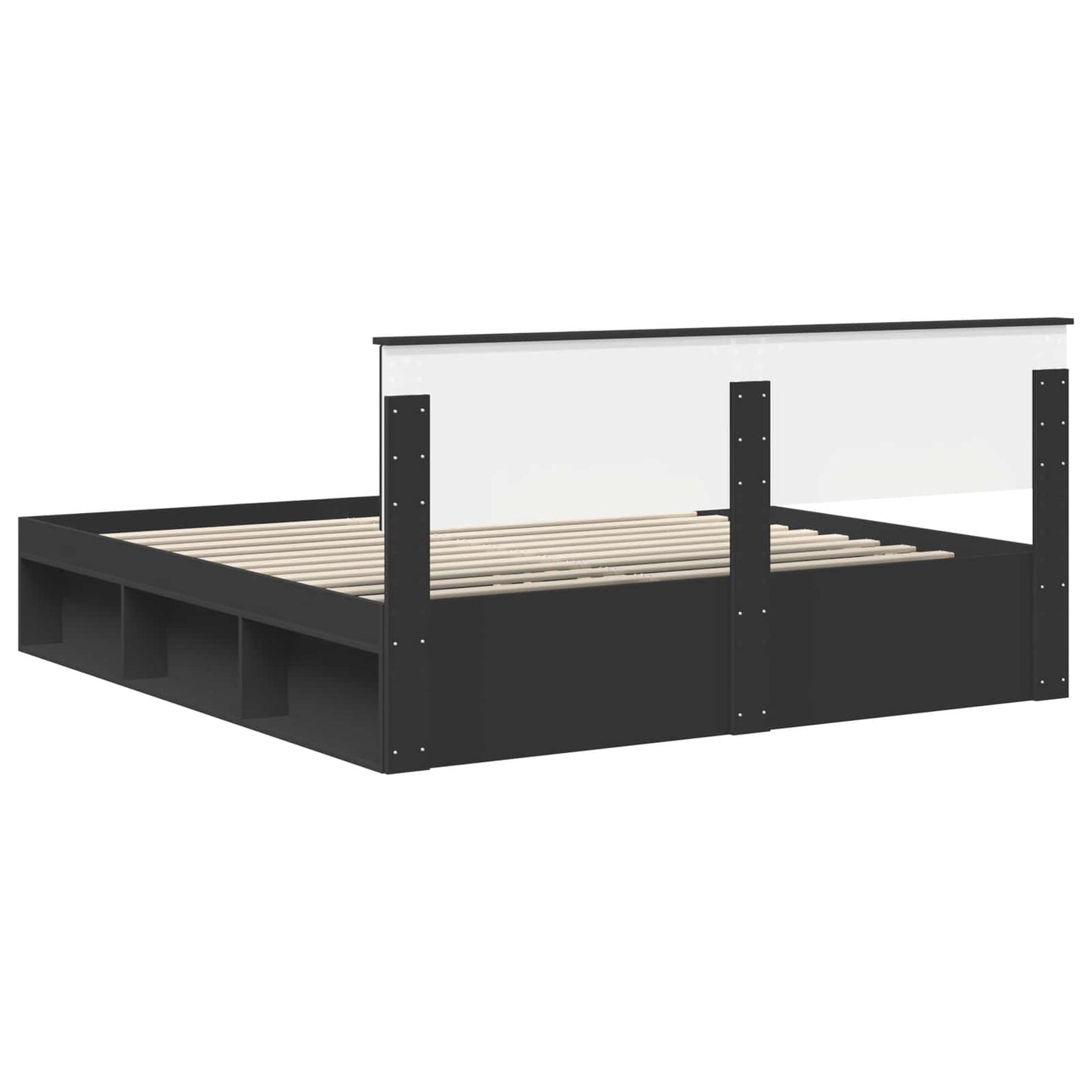 Bed Frame with Headboard Black 200 x 200 cm Engineered wood