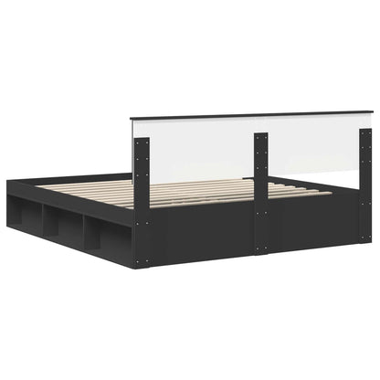 Bed Frame with Headboard Black 200 x 200 cm Engineered wood