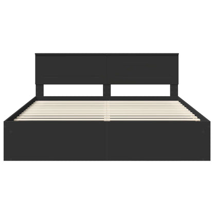 Bed Frame with Headboard Black 200 x 200 cm Engineered wood