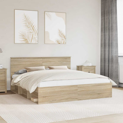 Bed Frame with Headboard Sonoma 200 x 200 cm Engineered wood