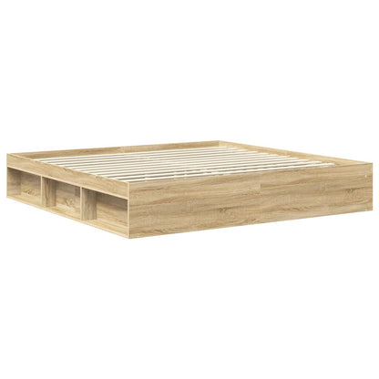 Bed Frame with Headboard Sonoma 200 x 200 cm Engineered wood