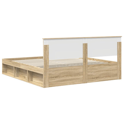 Bed Frame with Headboard Sonoma 200 x 200 cm Engineered wood