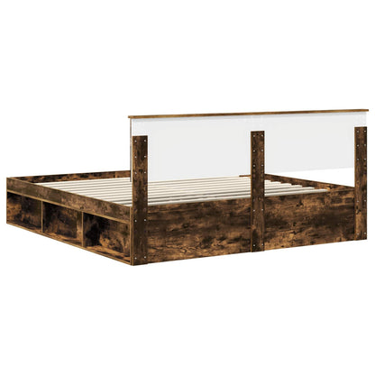 Bed Frame Smoked Oak 200 x 200 cm Engineered wood