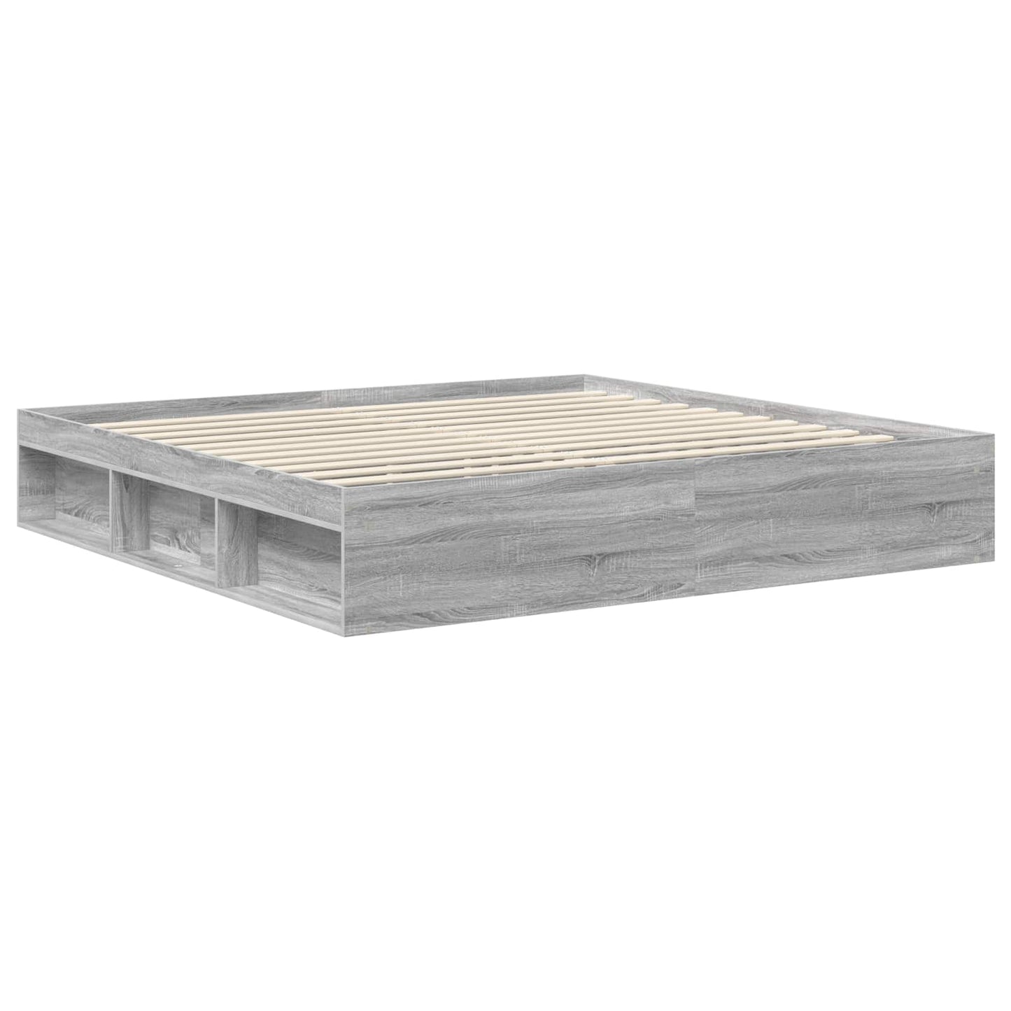 Bed Frame Grey Sonoma 200 x 200 cm Engineered wood