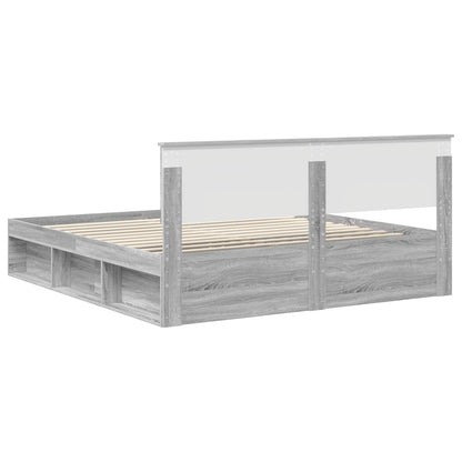 Bed Frame Grey Sonoma 200 x 200 cm Engineered wood