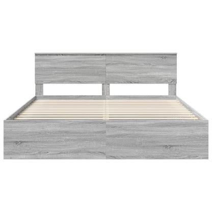 Bed Frame Grey Sonoma 200 x 200 cm Engineered wood