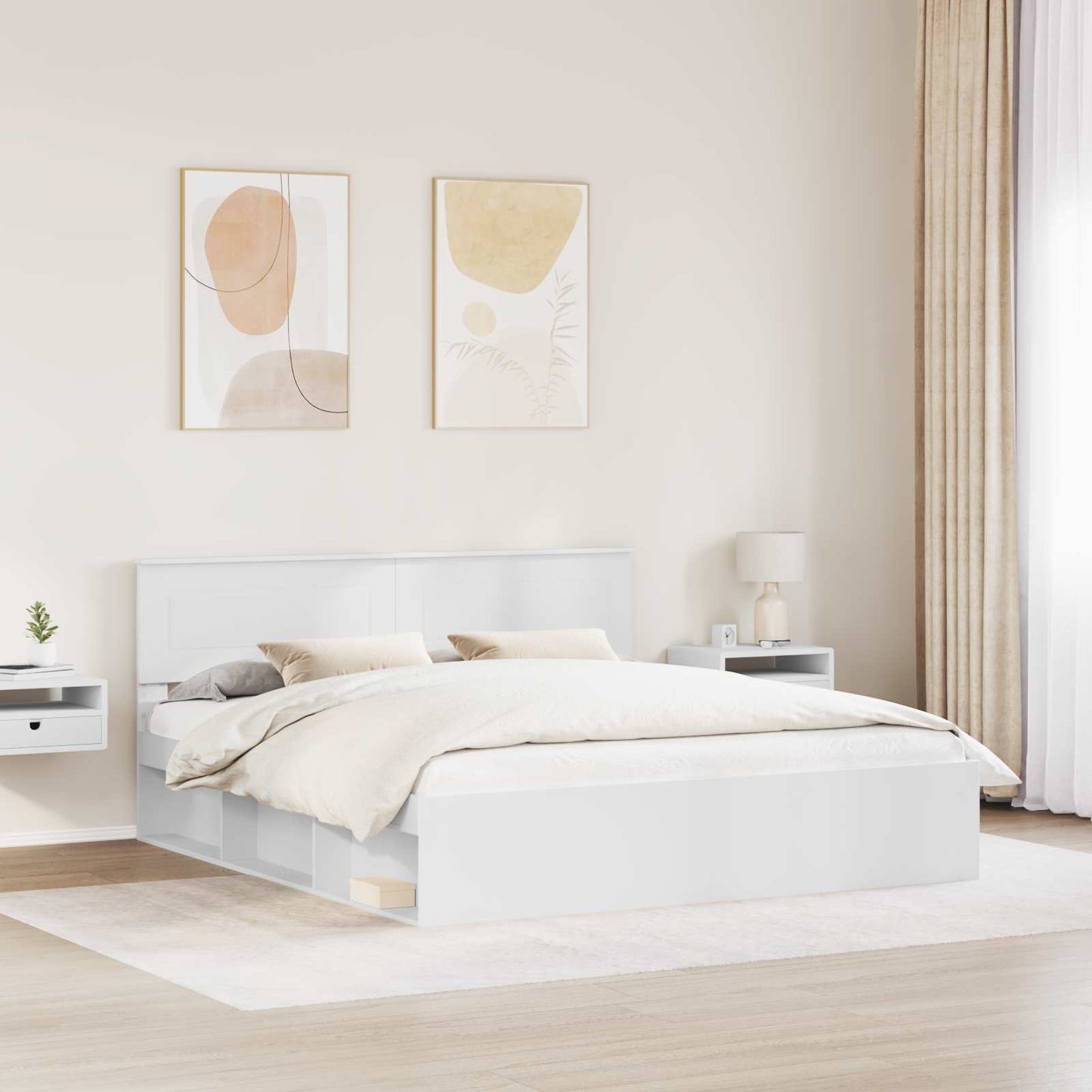 Bed Frame with Headboard White 180 x 200 cm Engineered wood