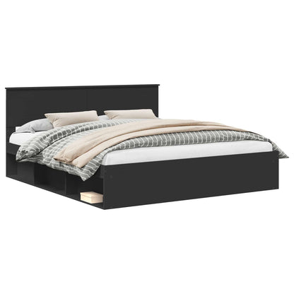 Bed Frame with Headboard Black 180 x 200 cm Engineered wood