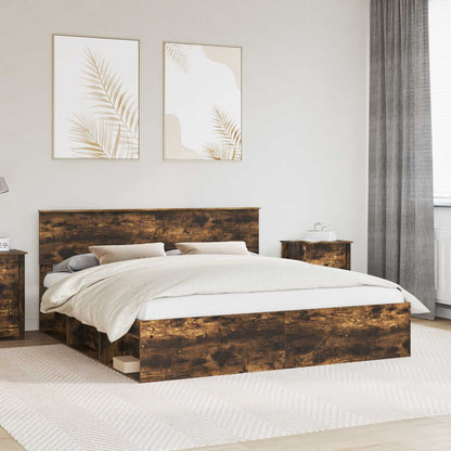 Bed Frame Smoked Oak 180 x 200 cm Engineered wood