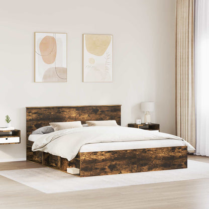 Bed Frame Smoked Oak 180 x 200 cm Engineered wood