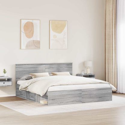 Bed Frame Grey Sonoma 180 x 200 cm Engineered wood