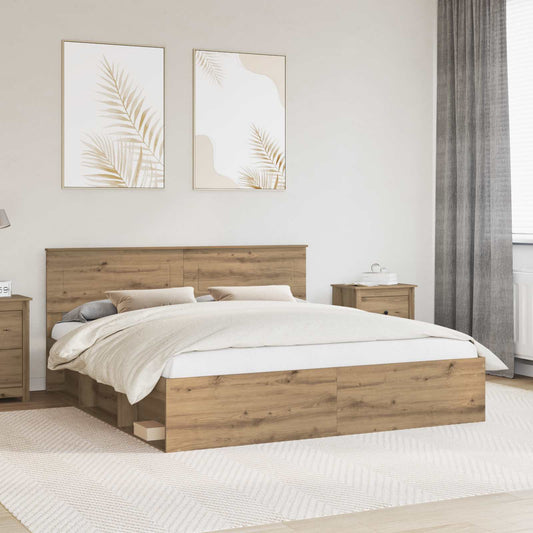 Bed Frame Artisian Oak 180 x 200 cm Engineered wood