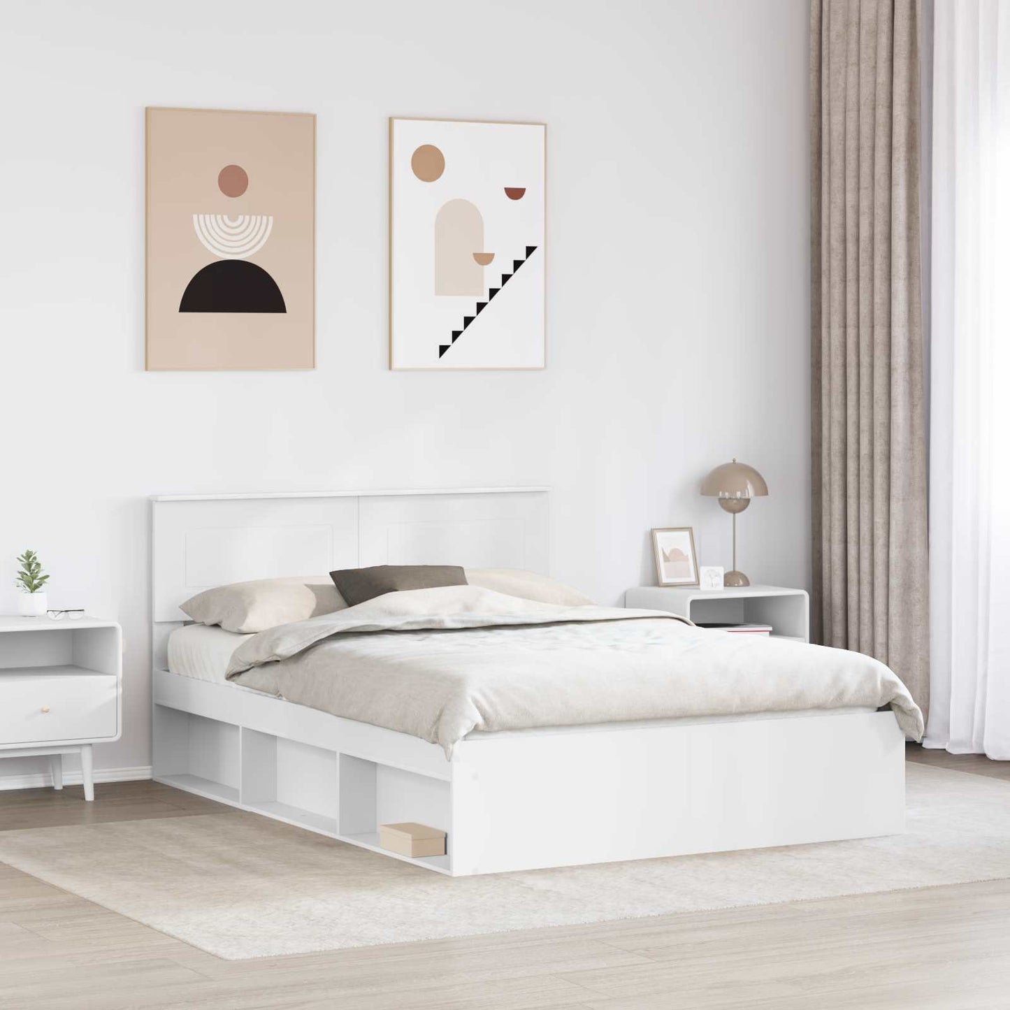 Bed Frame with Headboard White 160 x 200 cm Engineered wood