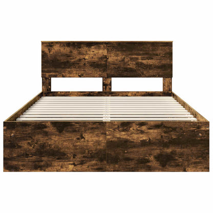 Bed Frame Smoked Oak 160 x 200 cm Engineered wood
