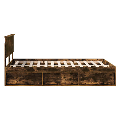 Bed Frame Smoked Oak 160 x 200 cm Engineered wood