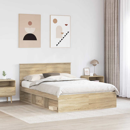 Bed Frame Smoked Oak 150 x 200 cm Engineered wood
