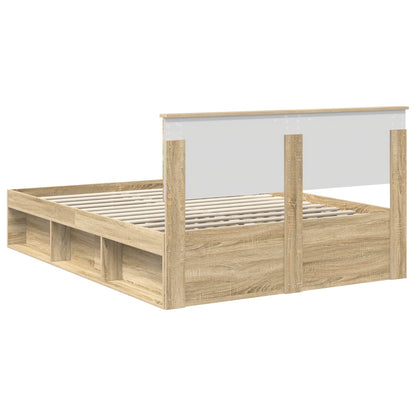 Bed Frame Smoked Oak 150 x 200 cm Engineered wood