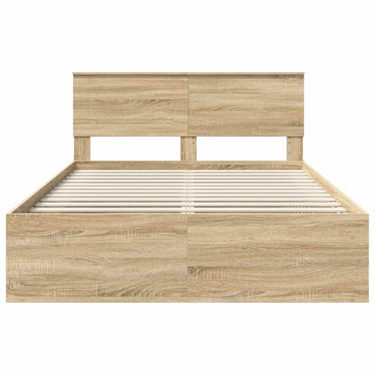 Bed Frame Smoked Oak 150 x 200 cm Engineered wood