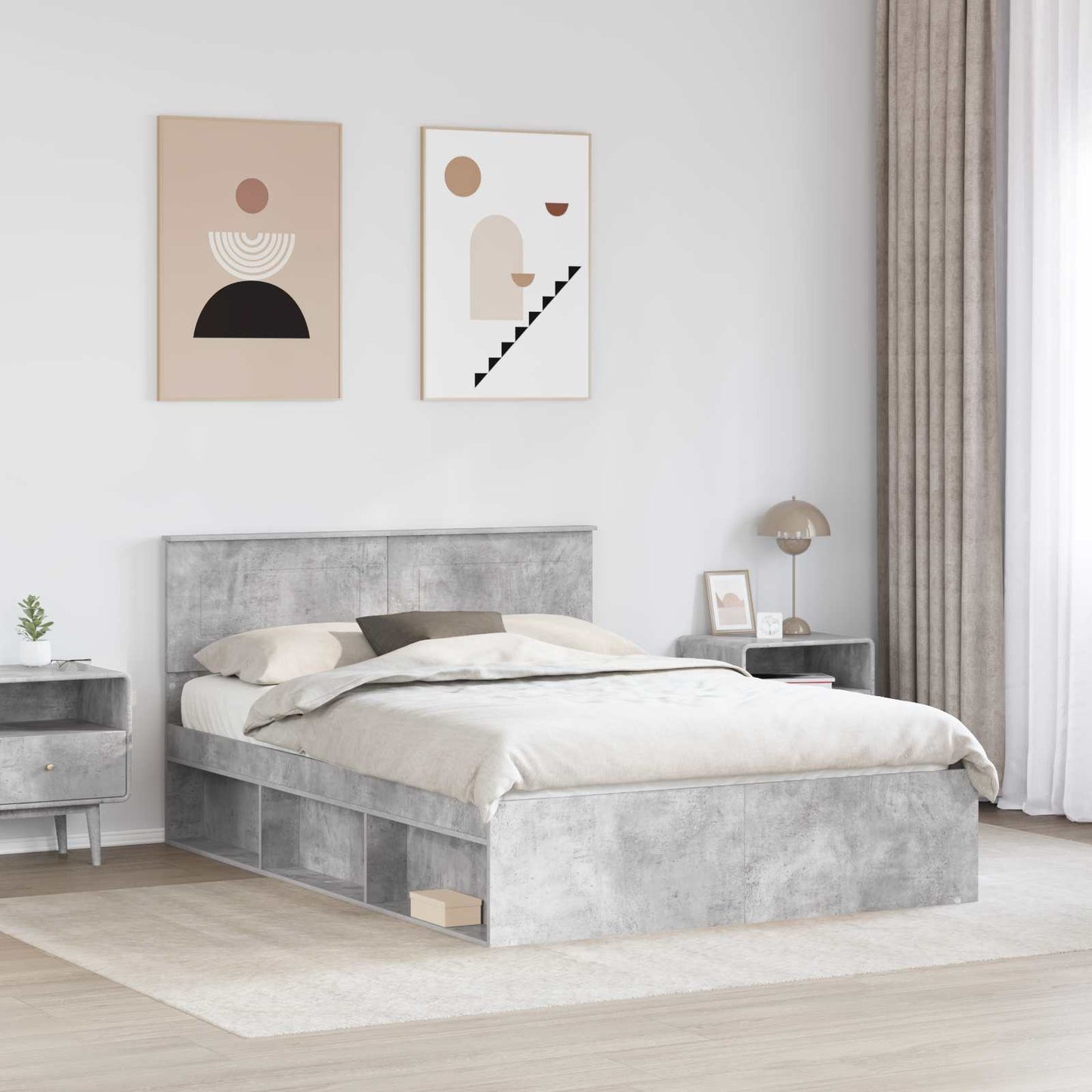 Bed Frame Concerte Grey 150 x 200 cm Engineered wood
