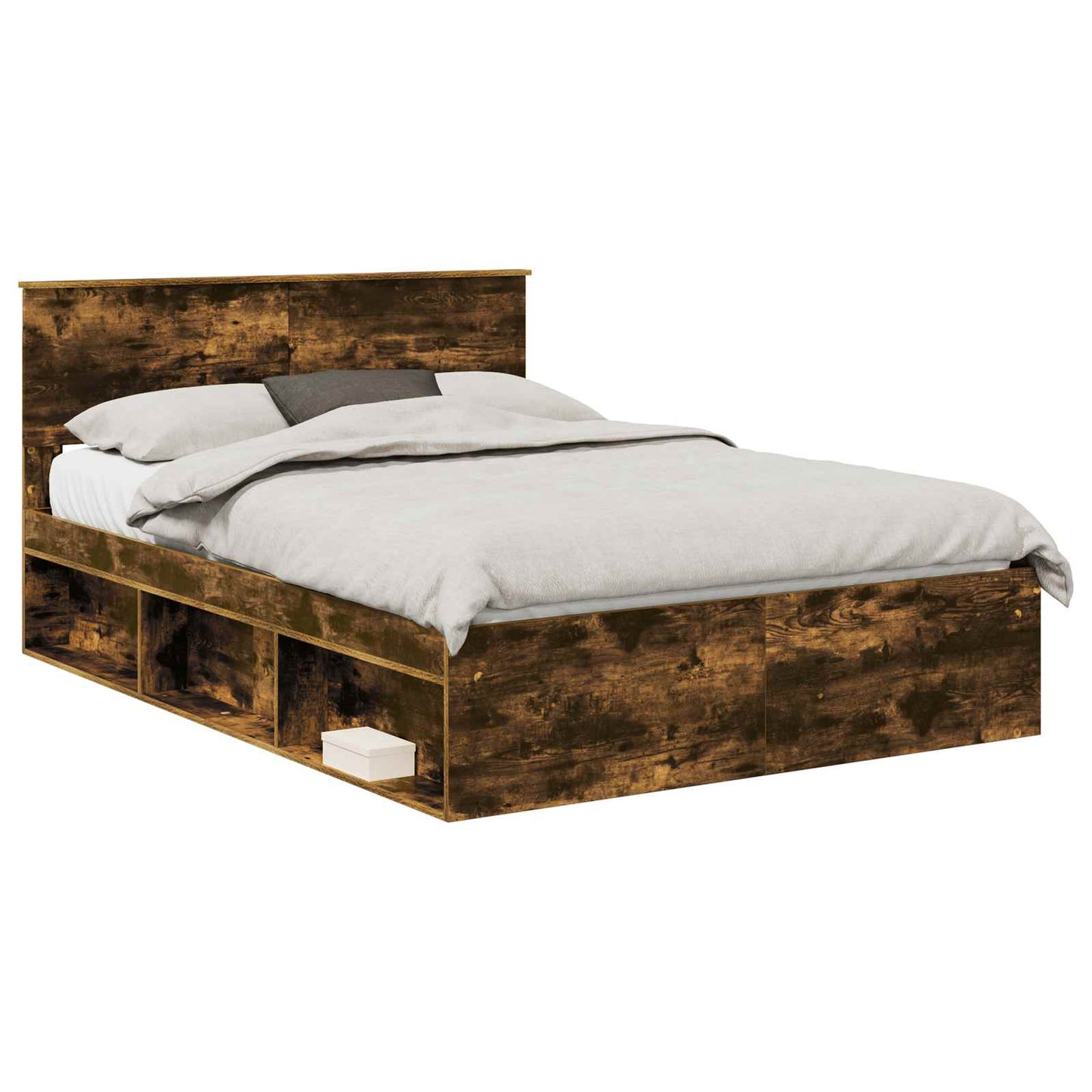 Bed Frame Smoked Oak 150 x 200 cm Engineered wood