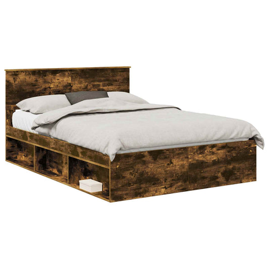 Bed Frame Smoked Oak 150 x 200 cm Engineered wood