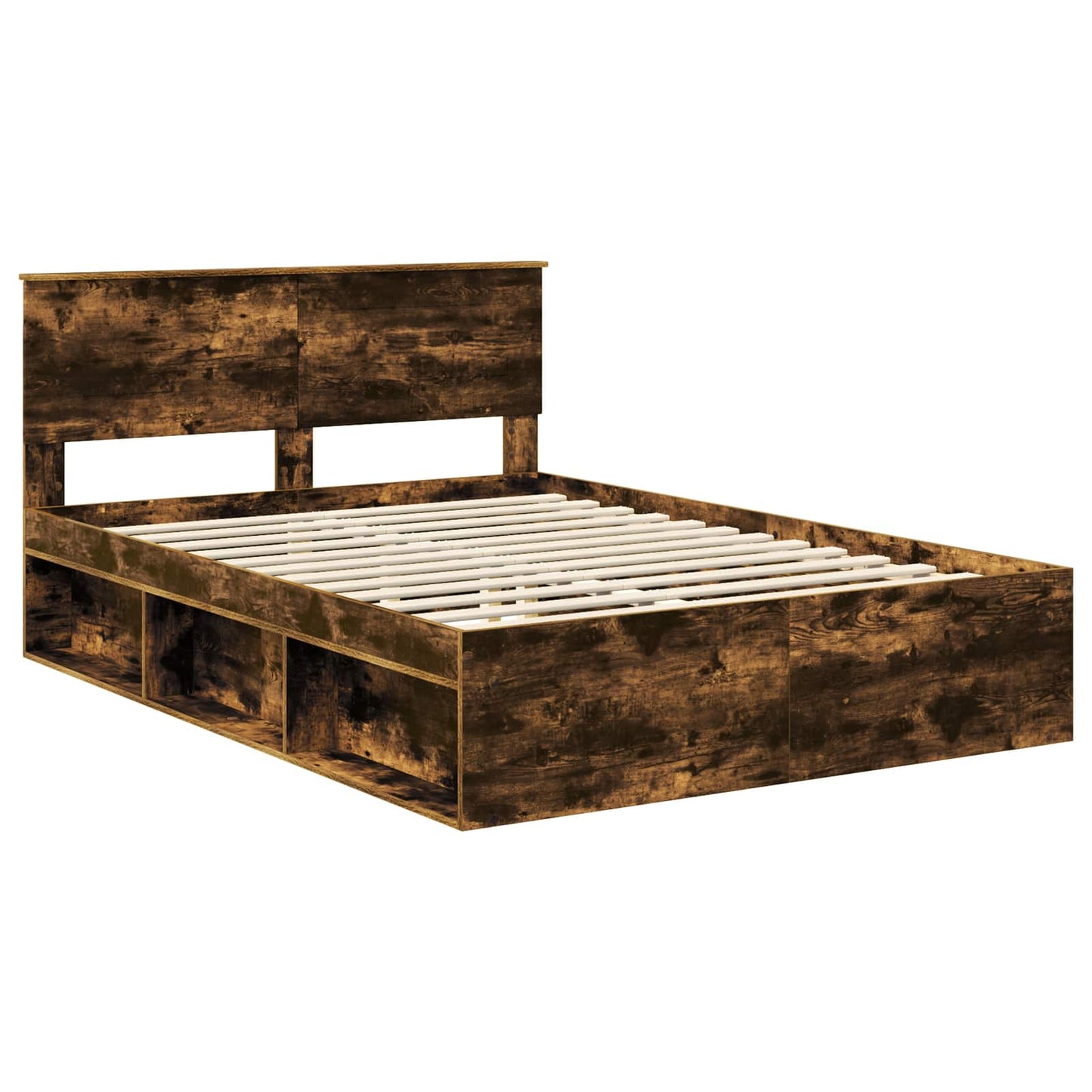 Bed Frame Smoked Oak 150 x 200 cm Engineered wood