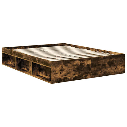Bed Frame Smoked Oak 150 x 200 cm Engineered wood