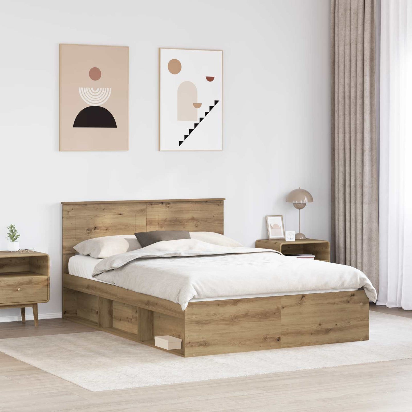 Bed Frame Artisian Oak 150 x 200 cm Engineered wood