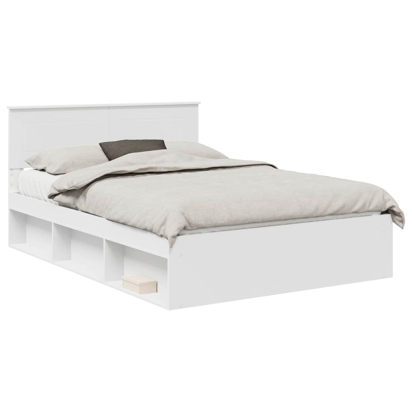 Bed Frame with Headboard White 140 x 190 cm Engineered wood